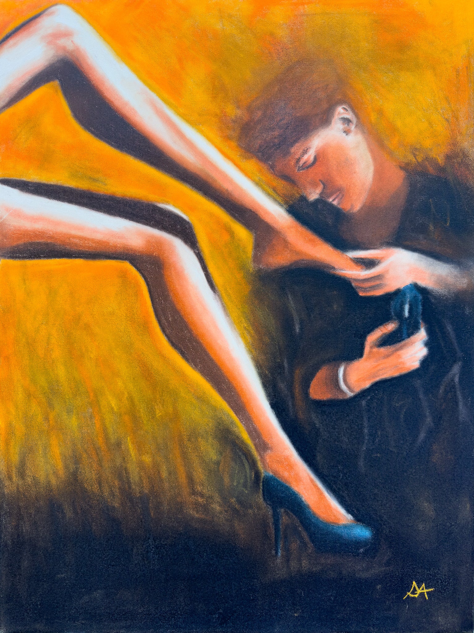 ORIGINAL - "Unveil" 30 x 40" oil pastel canvas