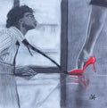 ORIGINAL - Leashed 36 x 36" oil pastel canvas