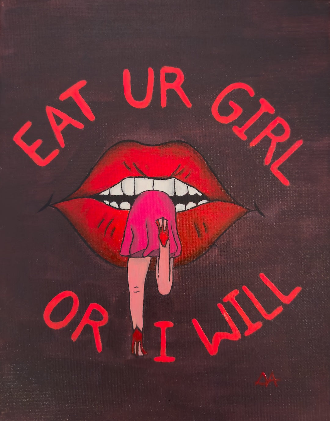 ORIGINAL "Girl Dinner" canvas 8" x 10"